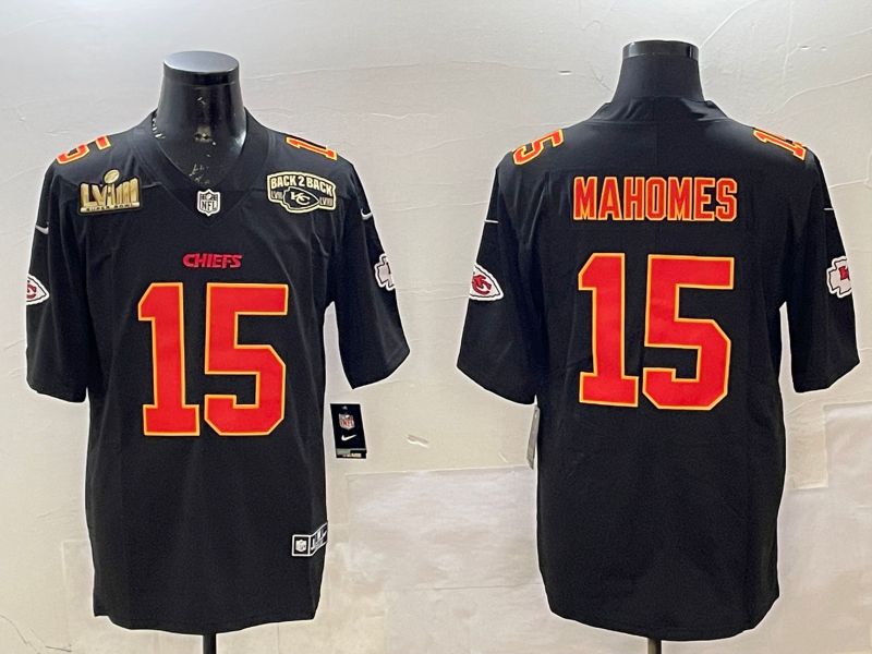 Men Kansas City Chiefs #15 Mahomes Black 2025 Nike Vapor Limited NFL Jersey style 2095->kansas city chiefs->NFL Jersey